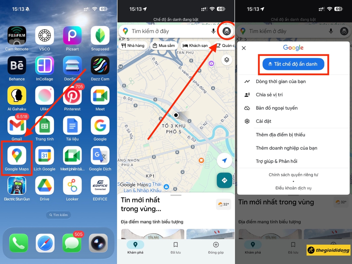 Tắt Chế độ ẩn danh tr&ecirc;n Google Maps