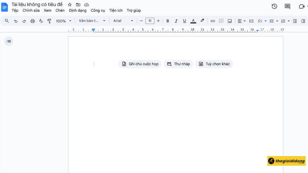 Giao diện của Google Docs 
