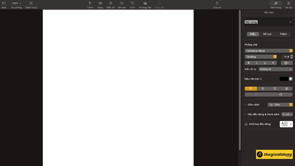Giao diện Pages của Apple