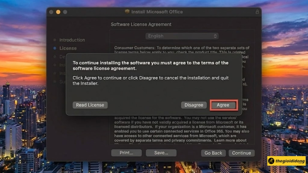 Chọn Agree (Đồng &yacute;)