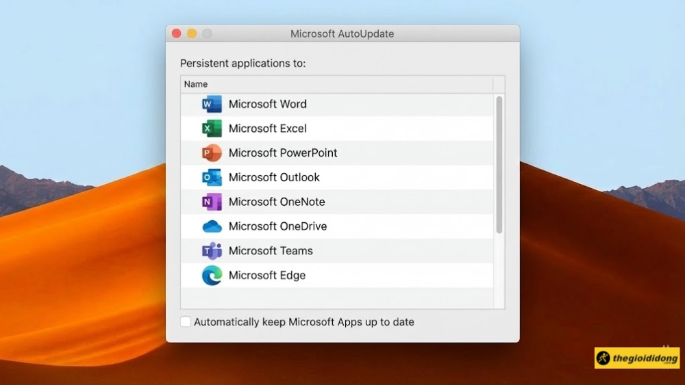 Bỏ chọn "Automatically keep Microsoft Apps up to date"