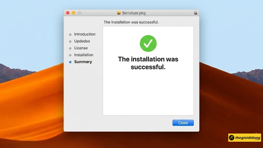 Nhấn Close để kết th&uacute;c qu&aacute; tr&igrave;nh