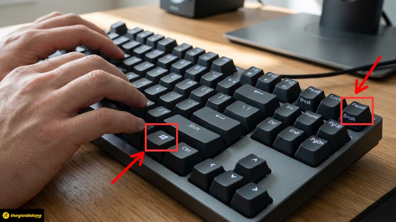 Nhấn tổ hợp ph&iacute;m Windows + Pause