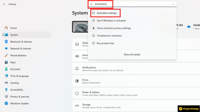 Chọn Activation Settings