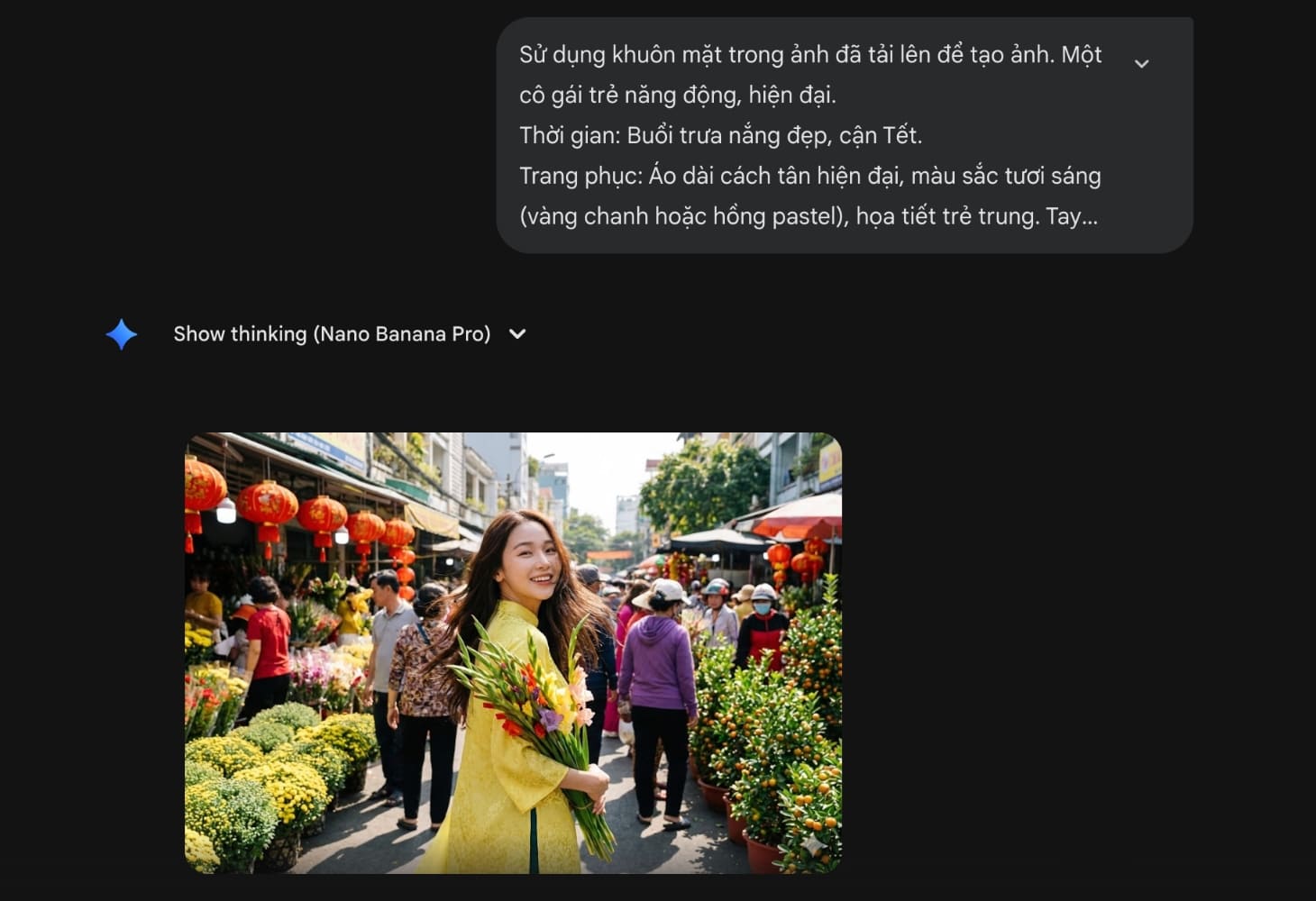 Hình ảnh cô gái dạo chơi ở chợ hoa ngày Tết