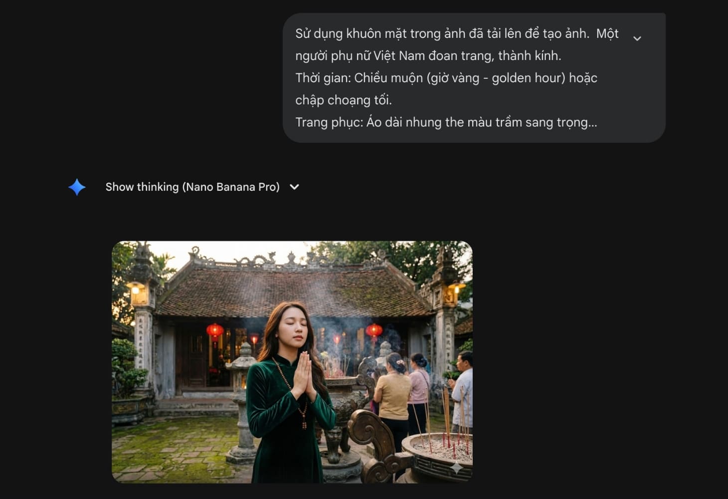 Hình ảnh cô gái đang thành kính cầu nguyện ngày Tết