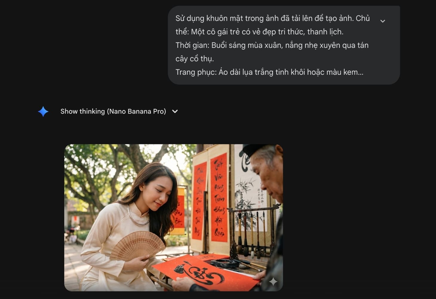 Hình ảnh cô gái đang xin chữ tại phố ông đồ