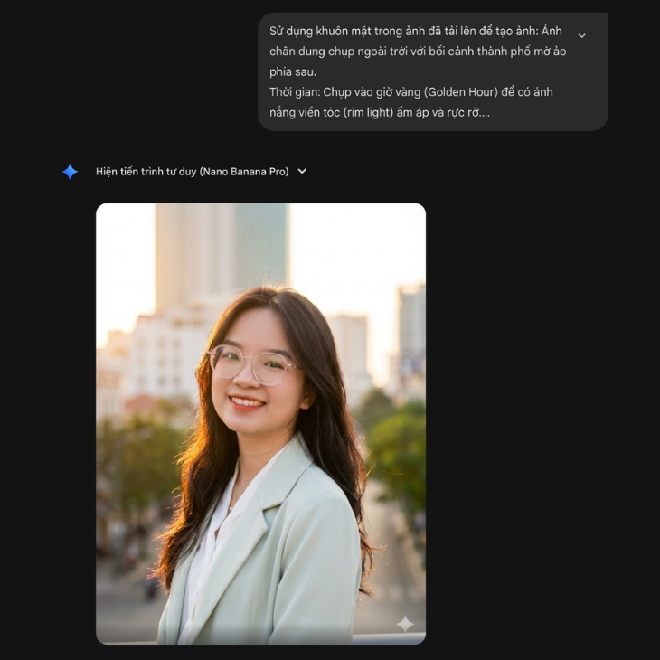 Kết quả câu lệnh tạo ảnh chân dung trên Gemini mẫu 1