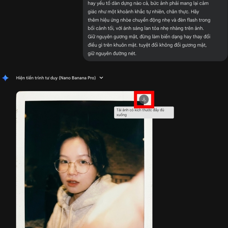 Lưu ảnh đã tạo bằng Gemini trên laptop