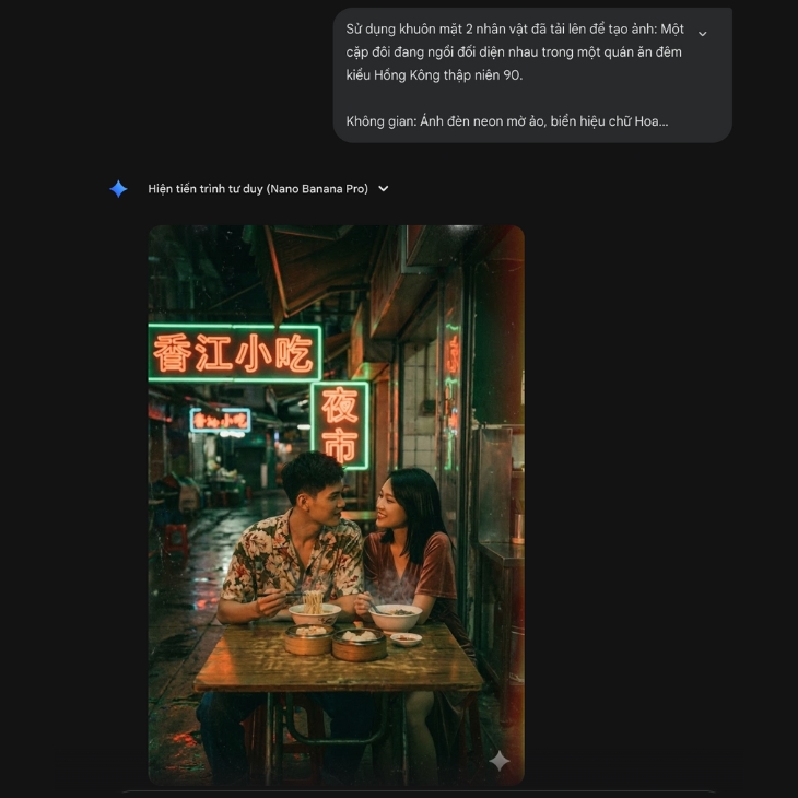 Kết quả ảnh cặp đôi theo phong cách Hong Kong, tạo bởi Gemini