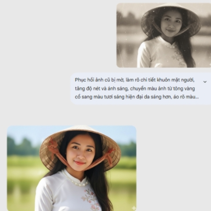 Phục hồi ảnh cũ bằng Gemini