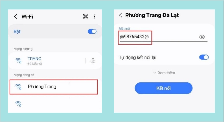 Bạn chọn wifi và nhập mật khẩu wifi tương ứng