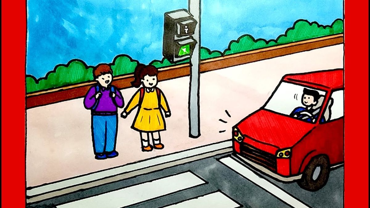 Tranh mẫu chủ đề an toàn giao thông