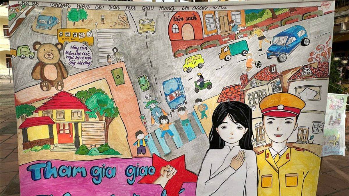 Tranh mẫu chủ đề an toàn giao thông