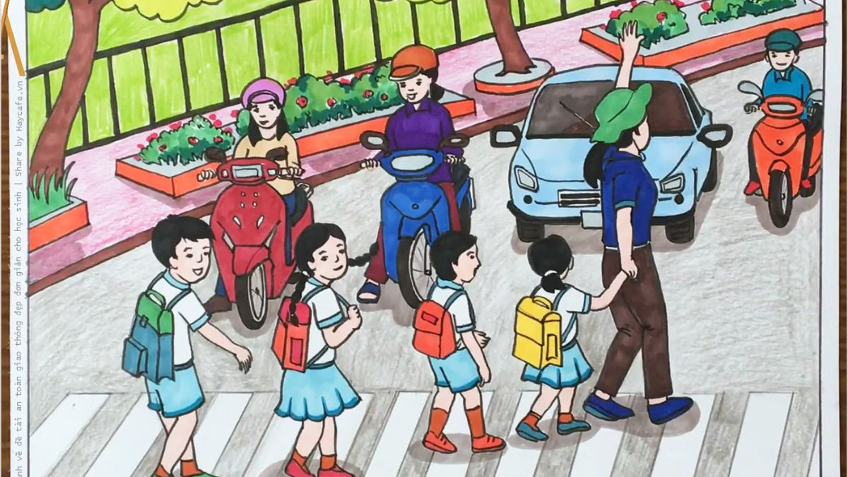 Tranh mẫu chủ đề an toàn giao thông