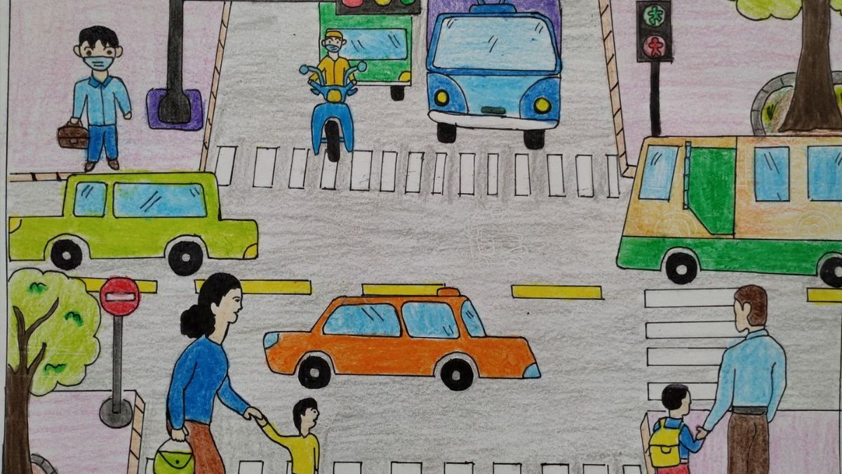 Tranh mẫu chủ đề an toàn giao thông