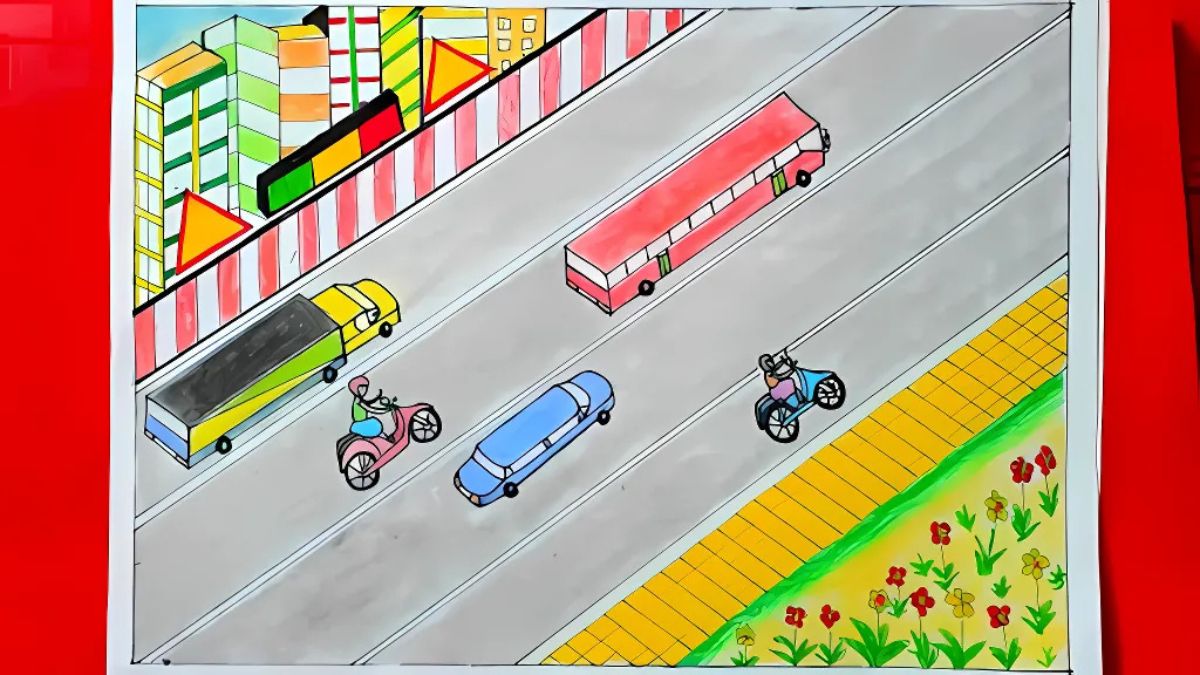 Tranh mẫu chủ đề an toàn giao thông