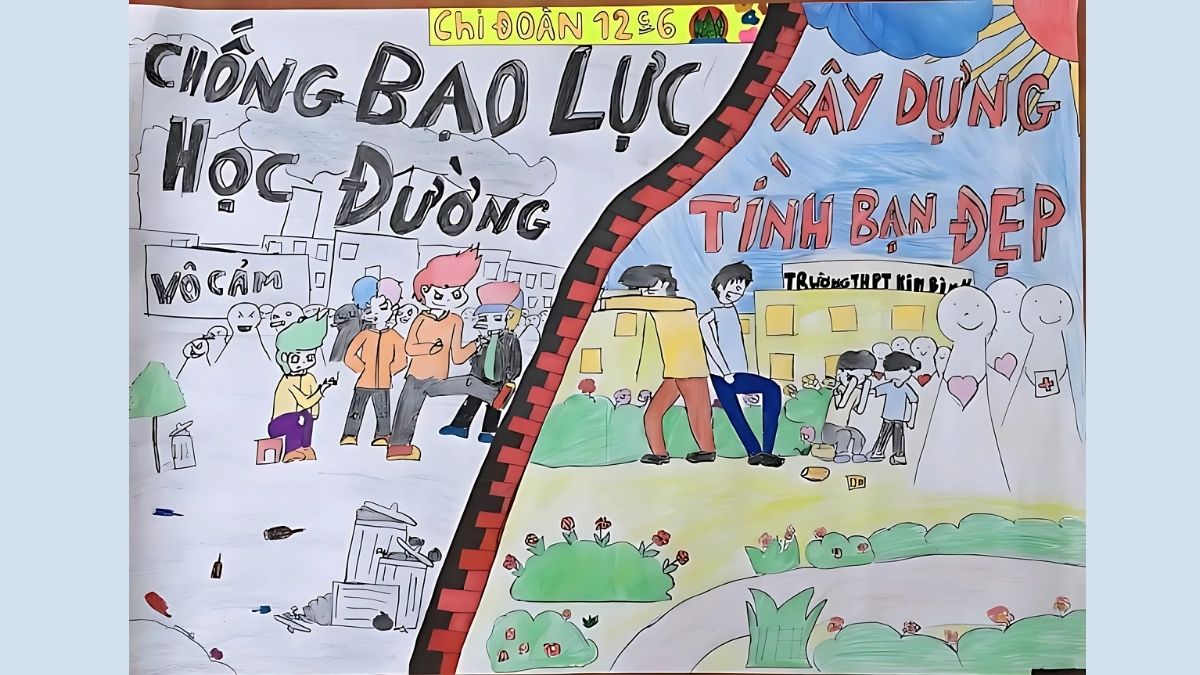 Mẫu vẽ tranh bạo lực học đường ý nghĩa