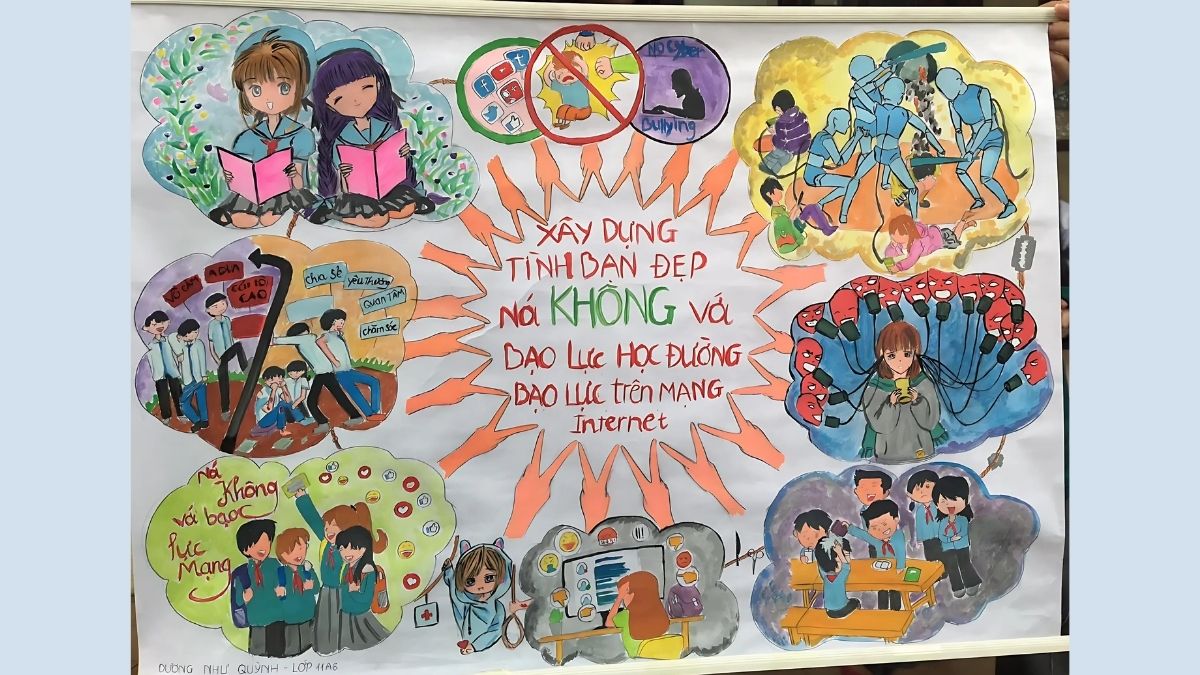 Mẫu vẽ tranh bạo lực học đường ý nghĩa