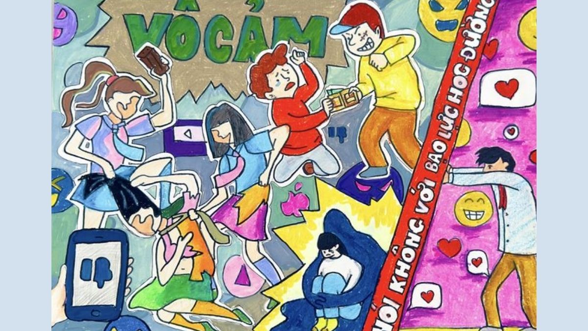 Mẫu vẽ tranh bạo lực học đường ý nghĩa