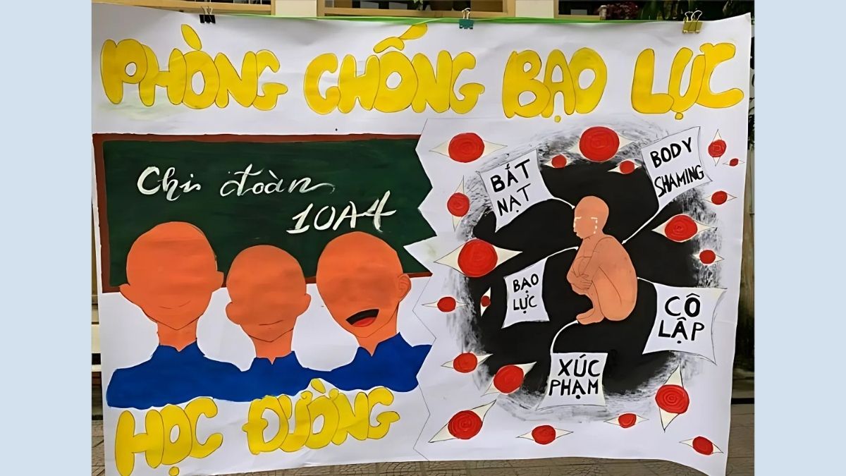 Mẫu vẽ tranh bạo lực học đường ý nghĩa