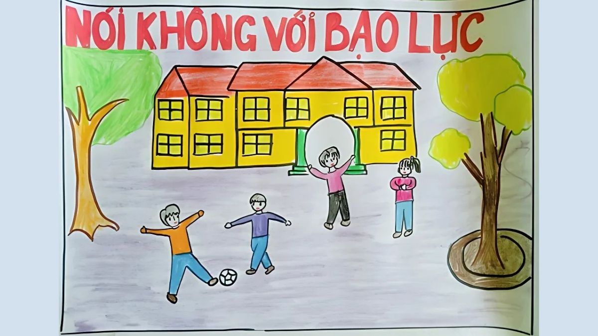 Mẫu vẽ tranh bạo lực học đường ý nghĩa