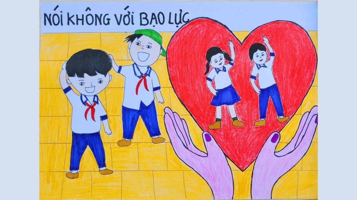 Mẫu vẽ tranh bạo lực học đường ý nghĩa