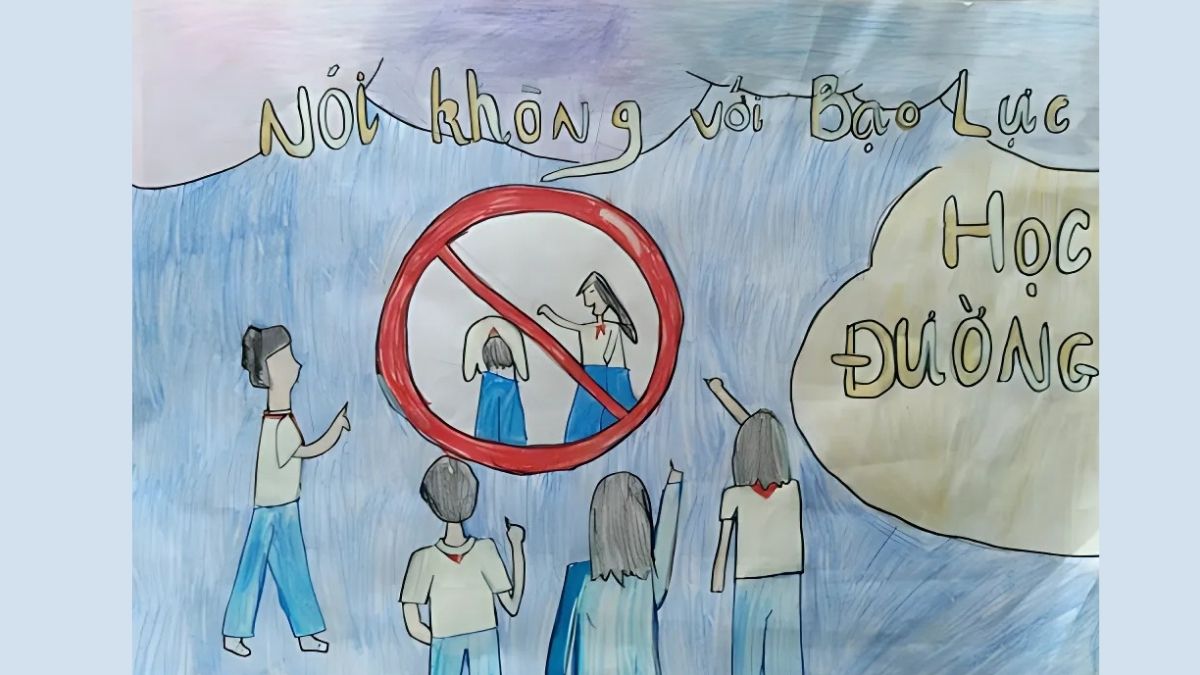 Mẫu vẽ tranh bạo lực học đường ý nghĩa