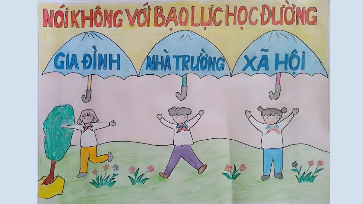 Mẫu vẽ tranh bạo lực học đường ý nghĩa
