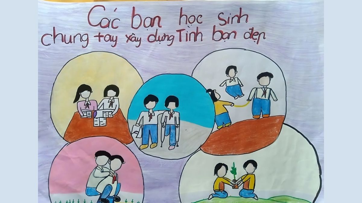 Mẫu vẽ tranh bạo lực học đường ý nghĩa
