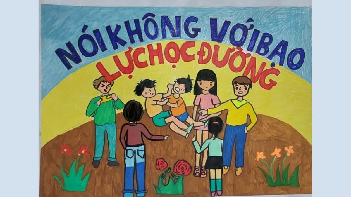 Mẫu vẽ tranh bạo lực học đường ý nghĩa