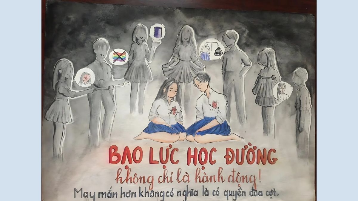 Mẫu vẽ tranh bạo lực học đường ý nghĩa