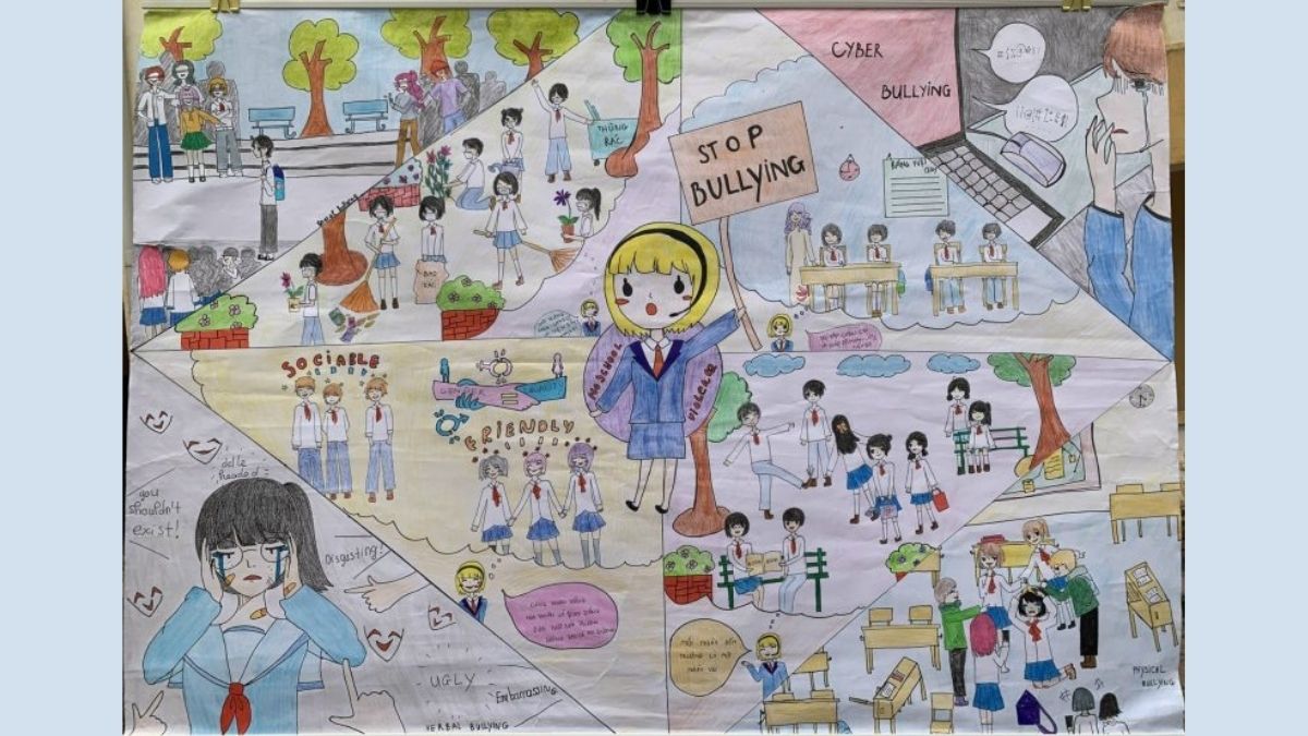 Mẫu vẽ tranh bạo lực học đường ý nghĩa
