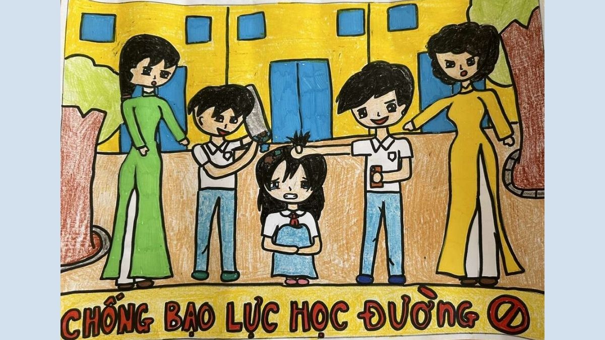 Mẫu vẽ tranh bạo lực học đường ý nghĩa