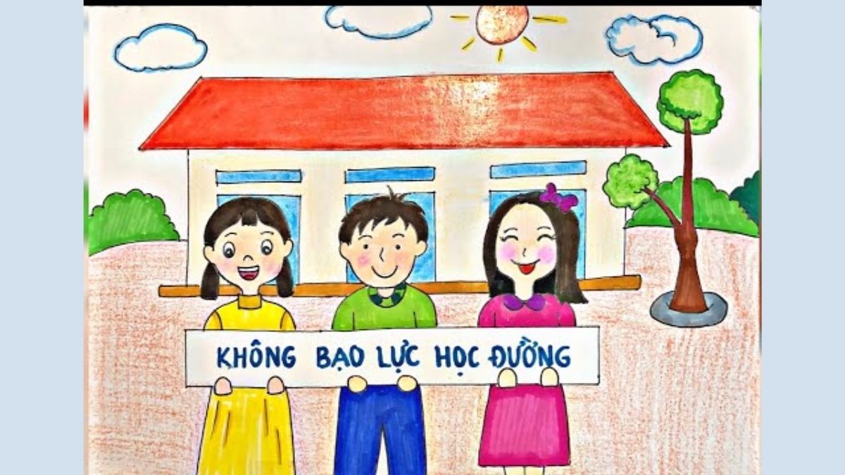 Mẫu vẽ tranh bạo lực học đường ý nghĩa