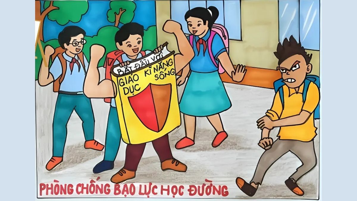 Mẫu vẽ tranh bạo lực học đường ý nghĩa