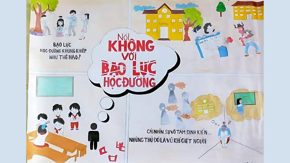 Mẫu vẽ tranh bạo lực học đường ý nghĩa