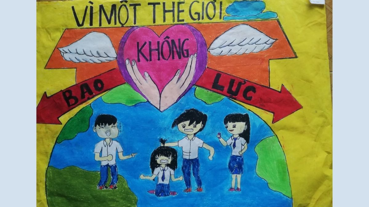 Mẫu vẽ tranh bạo lực học đường ý nghĩa