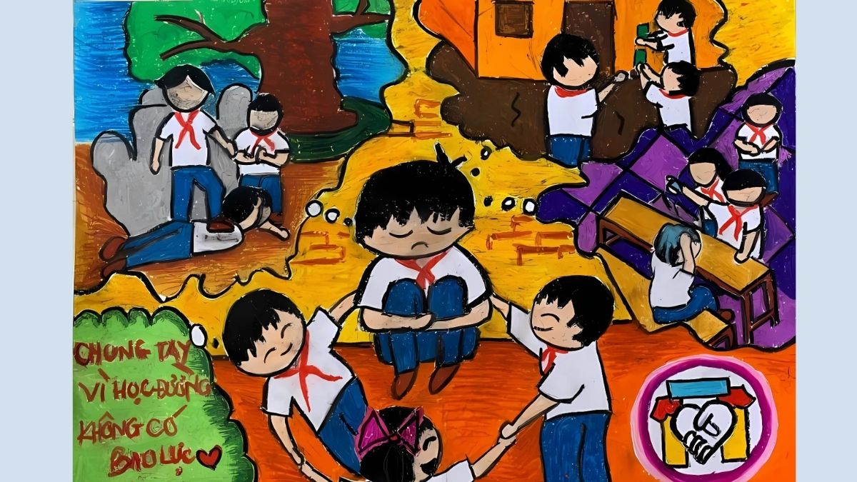 Mẫu vẽ tranh bạo lực học đường ý nghĩa