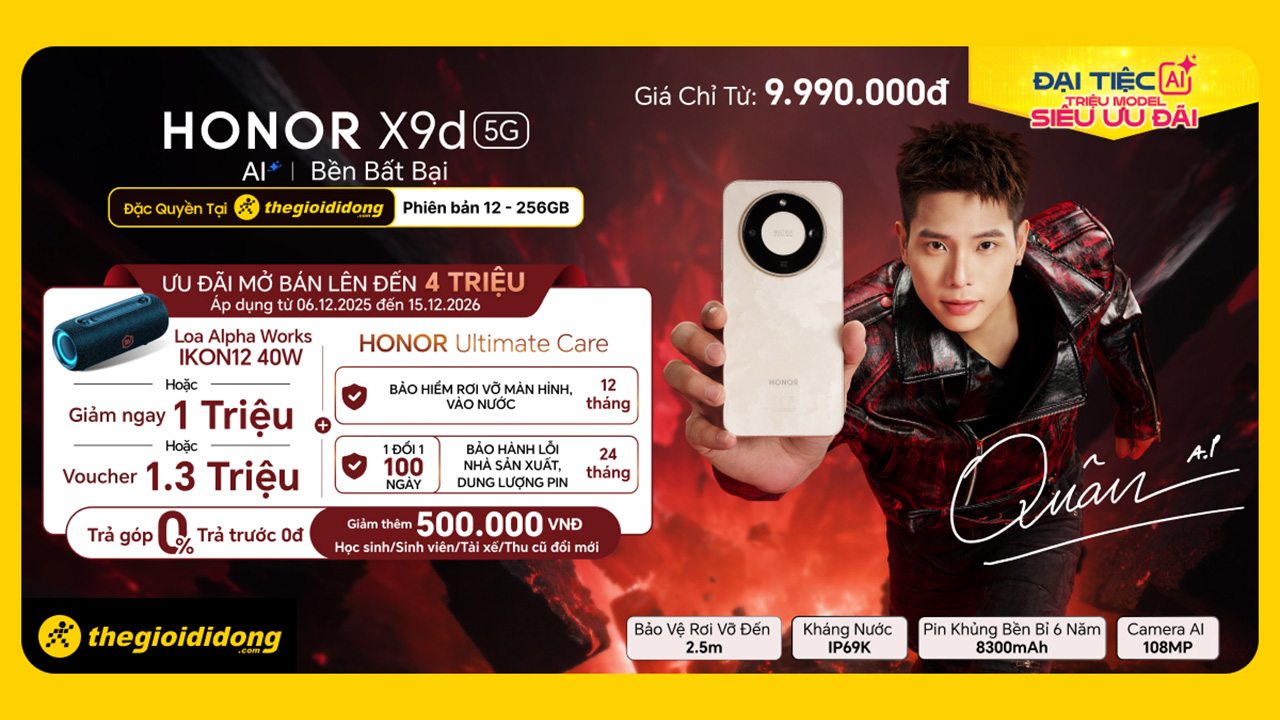 Hotsale Mở Bán Honor X9D: Giảm 500K Hoặc Tặng Loa Bluetooth, Tặng Gói Honor Ultimate Care