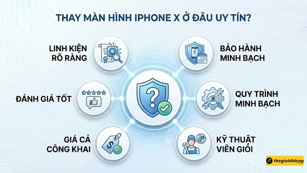 Thay m&agrave;n h&igrave;nh iPhone X ở đ&acirc;u uy t&iacute;n