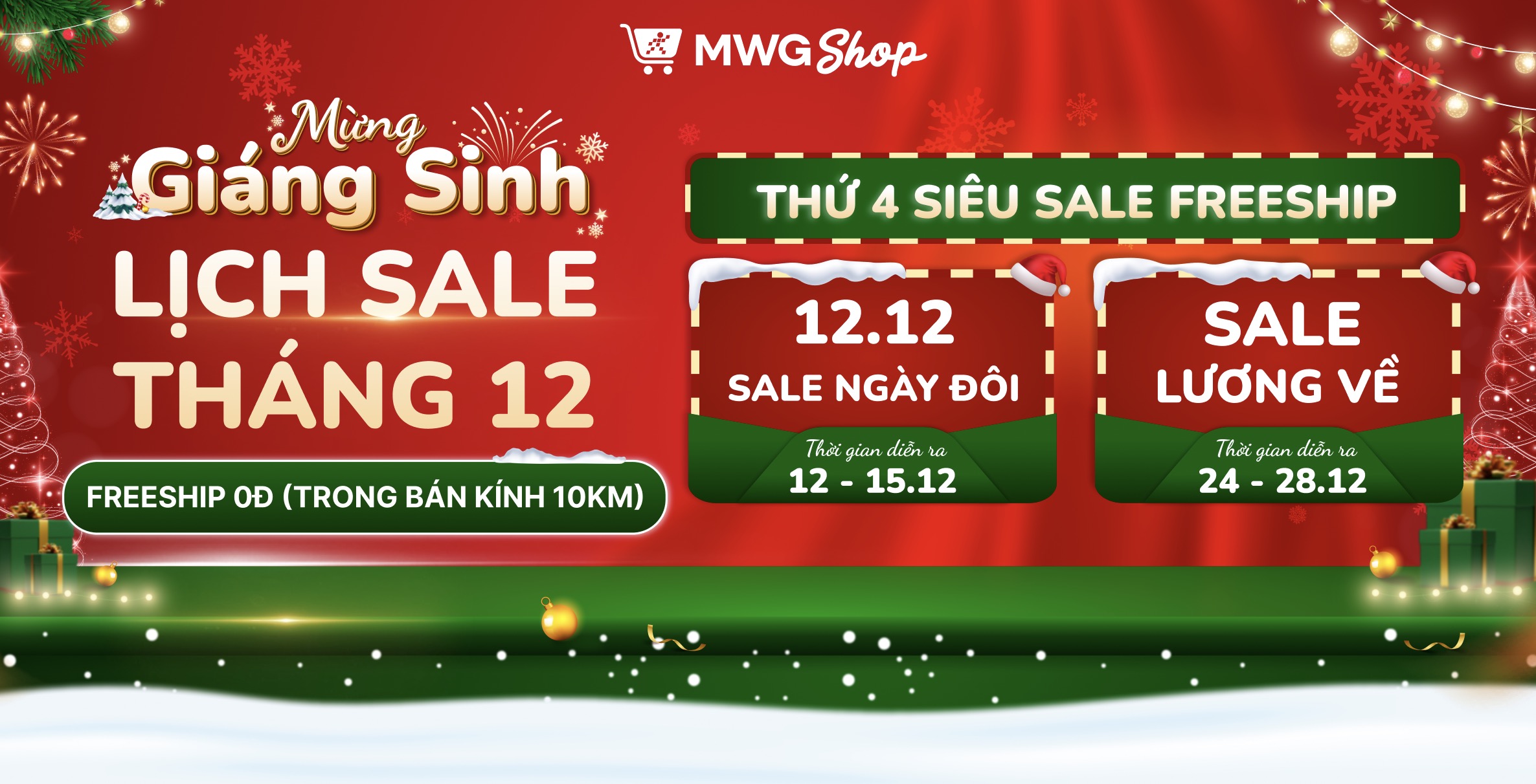 MWG Shop - Mừng giáng sinh, sale linh đình: Lịch sale tháng 12, chốt đơn tưng bừng cuối năm