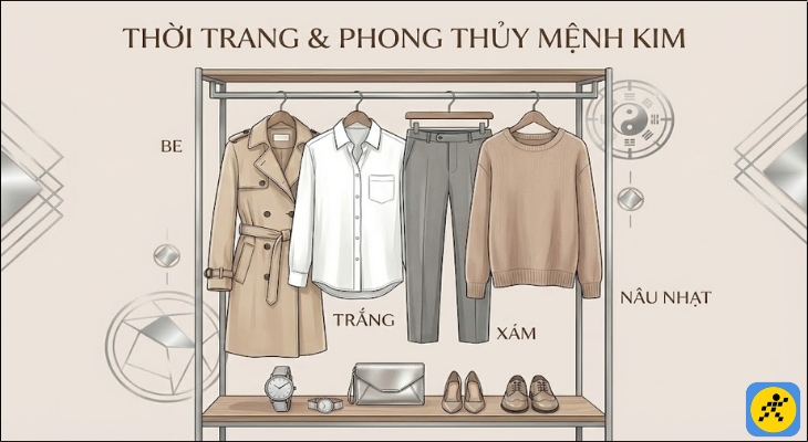 Để vừa hợp thời trang, vừa hợp phong thủy, người mệnh Kim nên ưu tiên các tông màu trung tính như Be, Trắng, Xám, Nâu nhạt