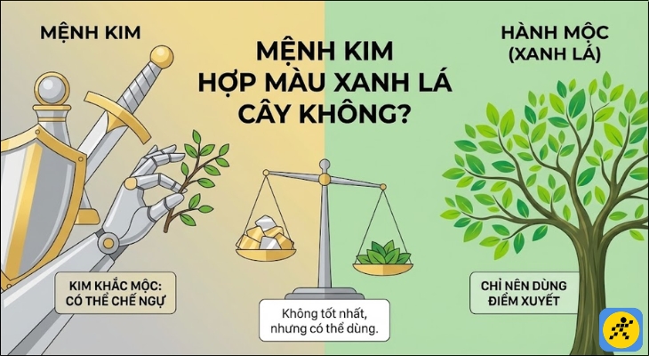 Người mệnh kim có thể dùng màu xanh lá được nhưng không phải là lựa chọn tốt nhất