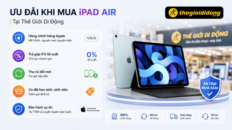 Ưu đãi khi mua iPad Air tại Thế Giới Di Động Ưu đãi khi mua iPad Air tại Thế Giới Di Động