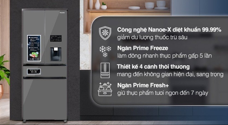 Tủ lạnh Panasonic Inverter 540 lít Multi Door PRIME+ Edition NR-YW590YMMV có kích thước lớn và tích hợp công nghệ khử mùi, kháng khuẩn hiện đại Tủ lạnh Panasonic Inverter 540 lít Multi Door PRIME+ Edition NR-YW590YMMV có kích thước lớn và tích hợp công nghệ khử mùi, kháng khuẩn hiện đại