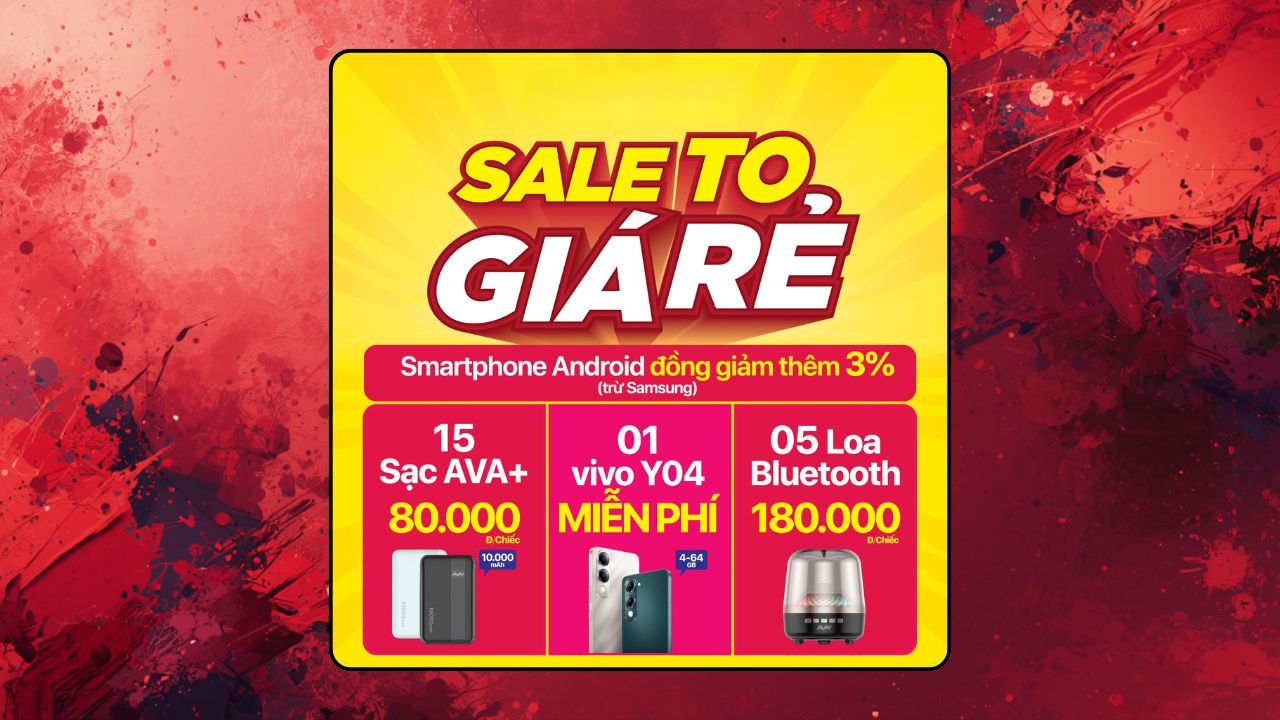 Xếp hàng săn sale vivo Y04 miễn phí chỉ có tại TGDĐ, sạc dự phòng chỉ 80K, loa bluetooth chỉ 140K