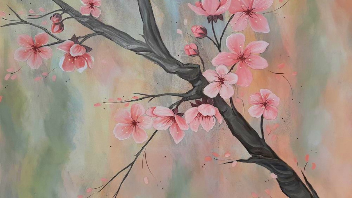 Mẫu tranh vẽ hoa đào đẹp nhất