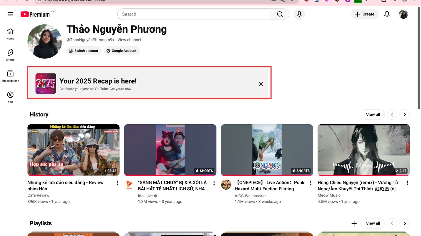 Youtube Recap trên máy tính Youtube Recap trên máy tính