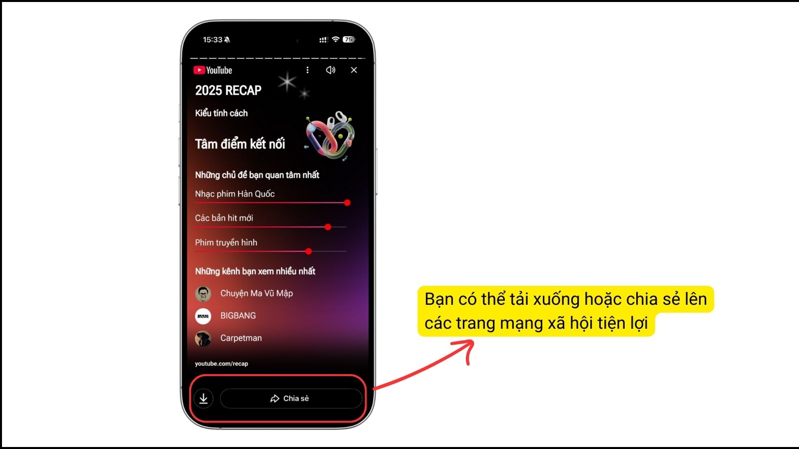 Nút tải xuống và nút chia sẻ để đăng lên các mạng xã hội. Nút tải xuống và nút chia sẻ để đăng lên các mạng xã hội.